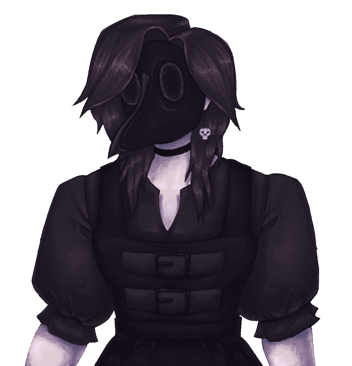 Digital art of Otto's persona with head resting on crossed arms. He has short white hair, pale skin, and wears a blue sweater.